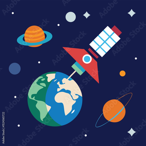 Rocket Launching into Space Earth Exploration