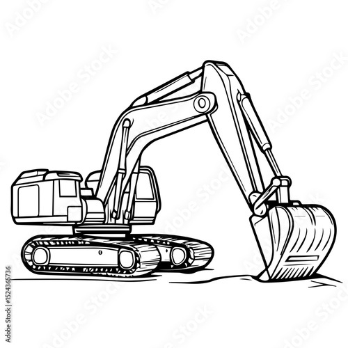 Realistic backhoe loader vector illustration