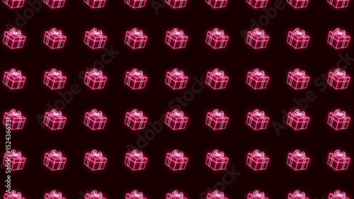 Festive background of red gift wrappers on a dark background.