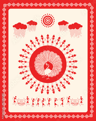 Warli Art: Peacock and Monsoon Celebration - Rhythms of Rain. Warli art, Monsoon celebration, Indian tribal art, Warli peacock