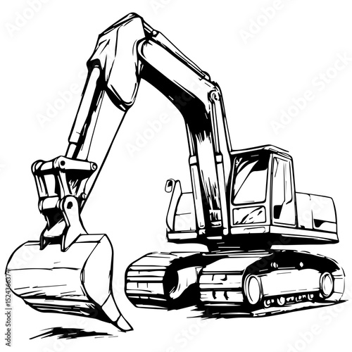 Realistic backhoe loader vector illustration