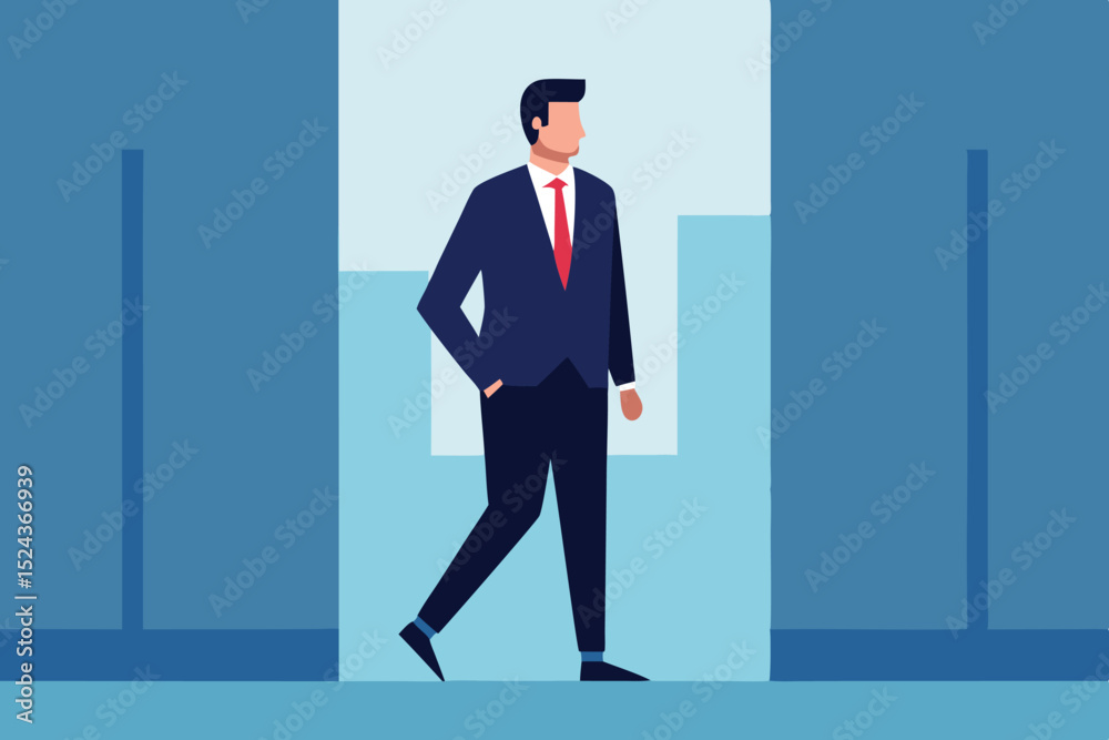 Fototapeta premium Businessman Walking Through Office Doors