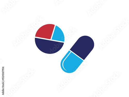Colorful Set of Pill and Capsule Icons, different colored icons of pills and capsules, isolated on a white background, Colorful Medical Pills, Capsule and Table, pill, capsule, tablet, medicine, pharm