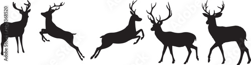 deer silhouette illustration vector set