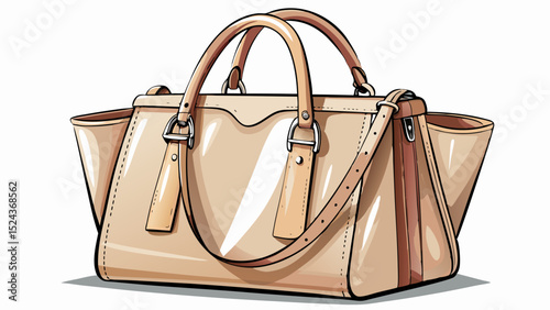 A close-up of a structured leather tote bag with soft beige tones. The handles are sturdy, perfect for daily essentials. Its clean lines reflect minimal elegance against a white background.

