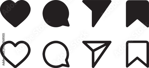 social media, icons, symbols, UI elements, user interface, heart, like, comment, chat bubble, 