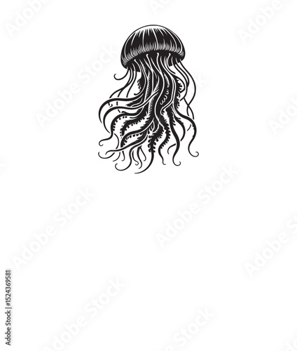 Silhouette vector of a jellyfish, isolated on a white background