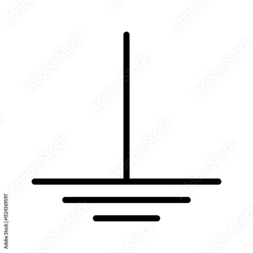 Electrical Component icon. Earth Ground outline icon. Suitable for safety circuits and electronics UI.