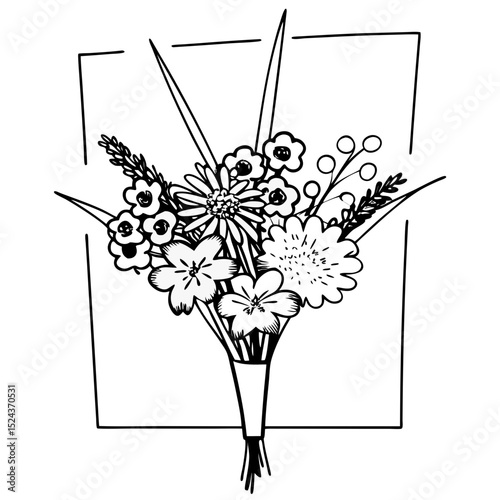 Floral Bouquet Vector Illustration Flower Arrangement Art
