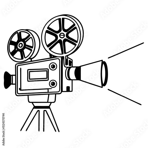 Old Movie Camera Vector Illustration Vintage Film Equipment