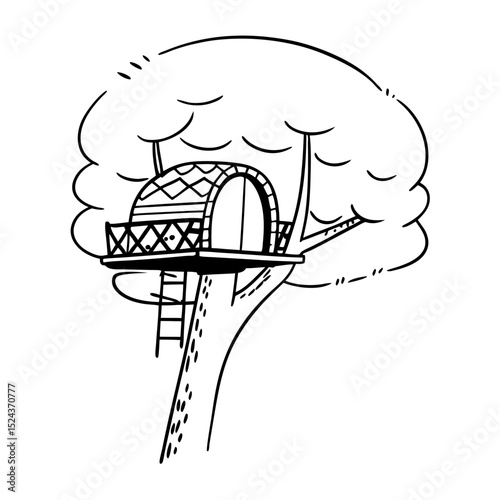 Treehouse Vector Illustration Hand Drawn Style Architecture Design