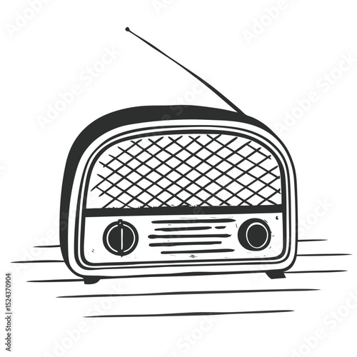 Vintage Radio Vector Illustration Retro Sound Broadcast Graphic