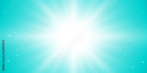 Abstract Glowing Sunburst Light Effect on Blue Sky – Sunny Day Vector. 
