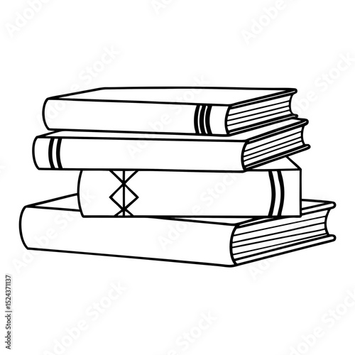 Stack of Books Vector Illustration Line Art Icon