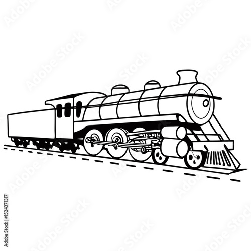 Vintage Steam Train Vector Illustration Railroad Transport