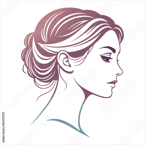 Beauty girl face silhouette.