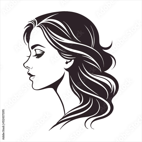 Beauty girl face silhouette.