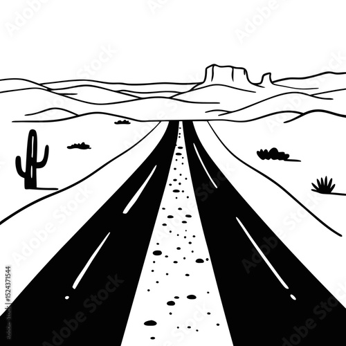 Desert Road Landscape Vector Illustration Design