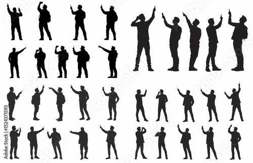 Men Silhouettes Pointing Upward.