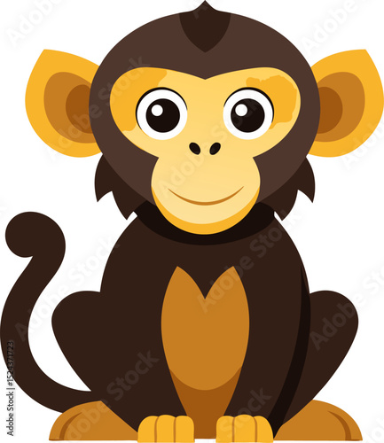 monkey vector art icon white background  