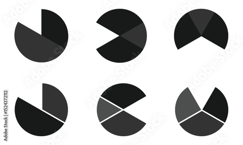 Pie chart icon. Set of pie chart graph design