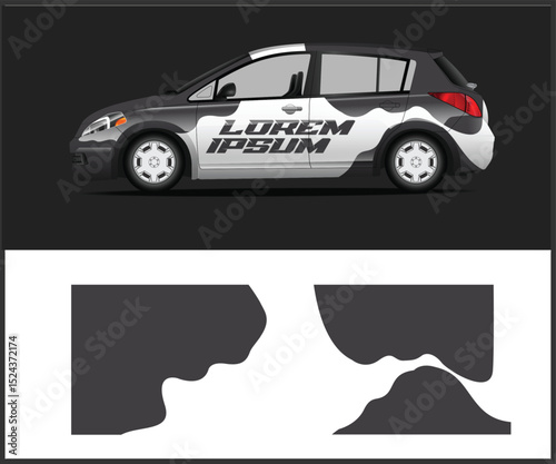 Abstract Black and White Car Wrap Design Template