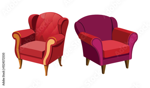 Luxurious vintage red leather armchair isolated on white, perfect for classic interior design
