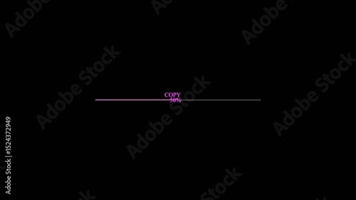 Digital connection Beautiful Magenta color Copy bar icon animation. copy bar and percentage progress 0-100 percent. copy icon animation with black color background.