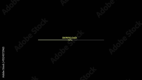 Digital connection Beautiful Whaite Yellow color Download bar icon animation. Download bar and percentage progress 0-100 percent. Download icon animation with black color background.