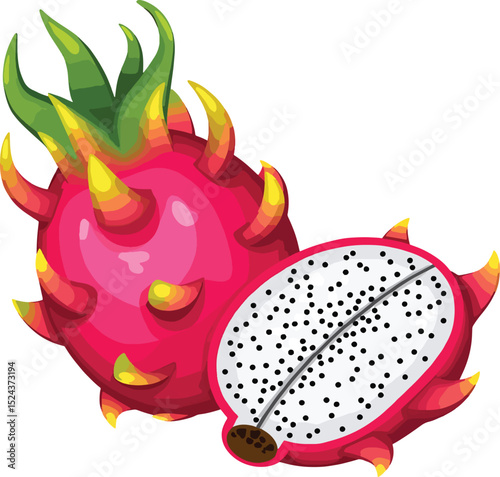"Tropical Dragon Fruit Artwork – Healthy Food Graphic Design"