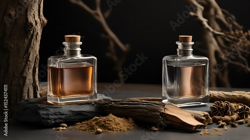 Elegant sleek transparent perfume bottle luxury fragrance modern
