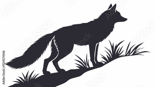 Majestic Fox Silhouette Wild Animal Illustration