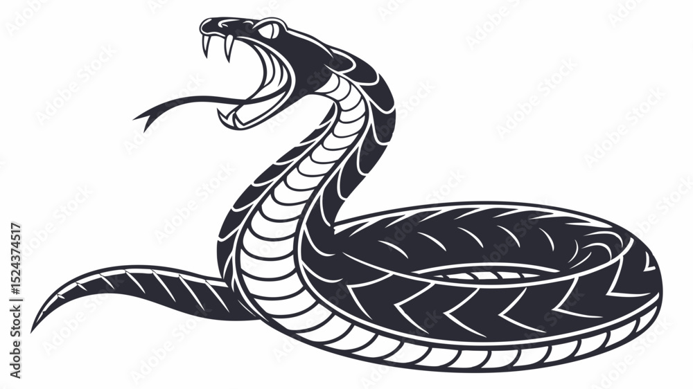 Obraz premium Striking Monochrome Snake Illustration A Powerful Symbol of Danger and Mystery