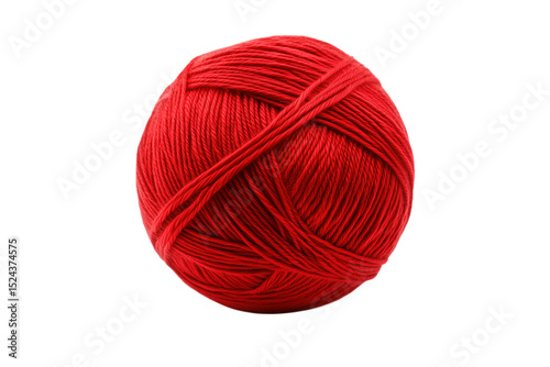 Red ball of yarn isolated on transparent background