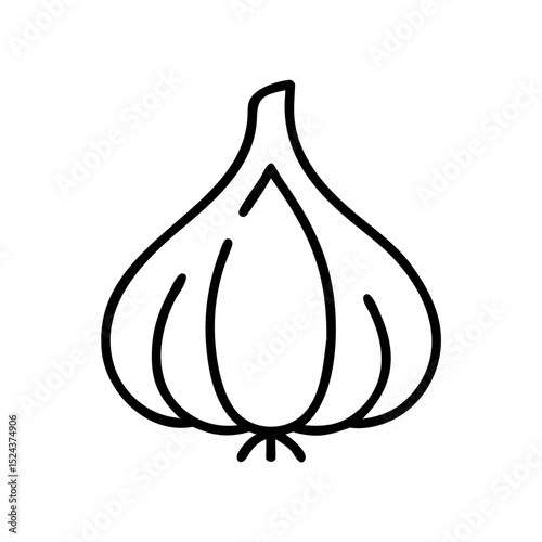 Garlic bulb icon in simple line art style  