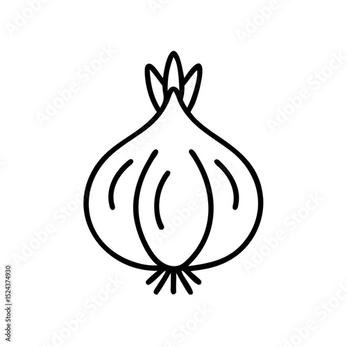 Onion icon in simple line art on a white background  