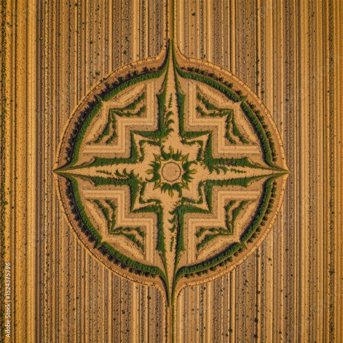 Intricate Circular Design in Agricultural Landscape from Above