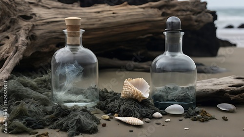 Modern smoky gray translucent perfume bottle luxury fragrance elegant