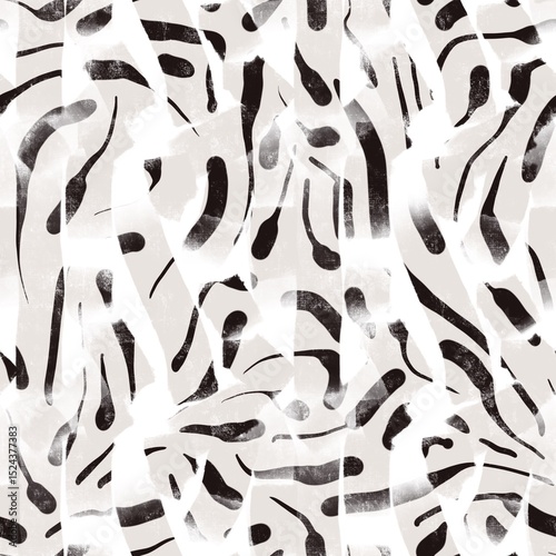 Seamless abstract textured pattern. Lines, ovals, circles. Brown, beige, white. Digital brush strokes. Design for textile fabrics, wrapping paper, background, wallpaper, cover.