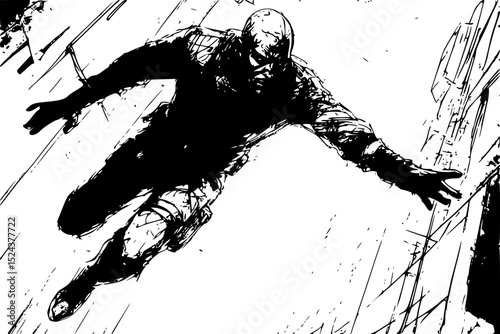 Gritty Action & Horror Storyboard Elements - Dynamic Figures & Distressed Vehicles