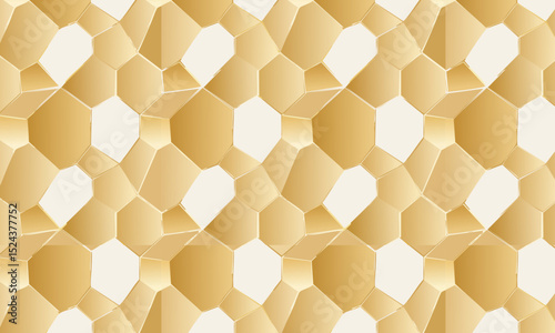 Abstract 3D Geometric Voronoi Seamless Pattern in Gold
