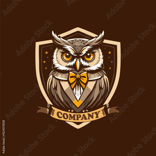 Vintage owl emblem logo design template
