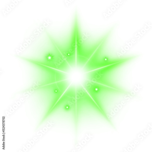 green ten pointed star sparkle light shine