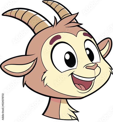 Delightful Cartoon Goat Head Design Perfect for Kids Branding Logo and Mascot Creation