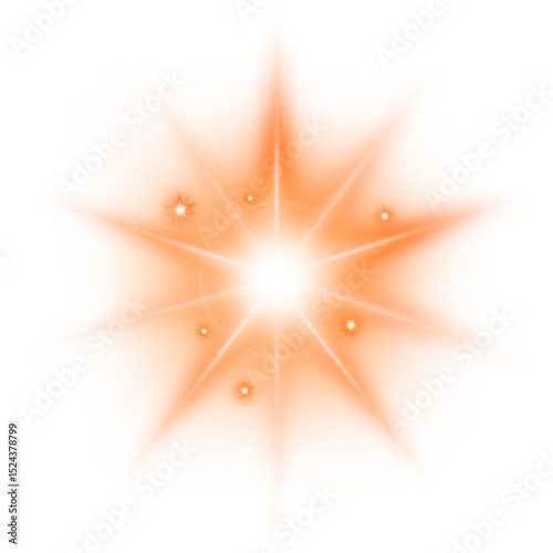 orange ten pointed star sparkle light shine