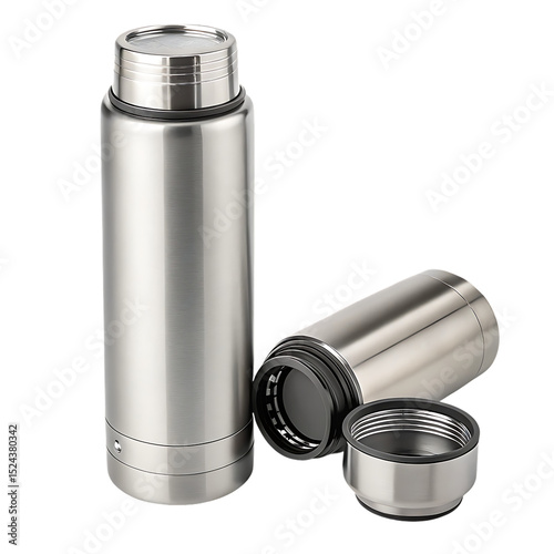 metal thermos isolated on white