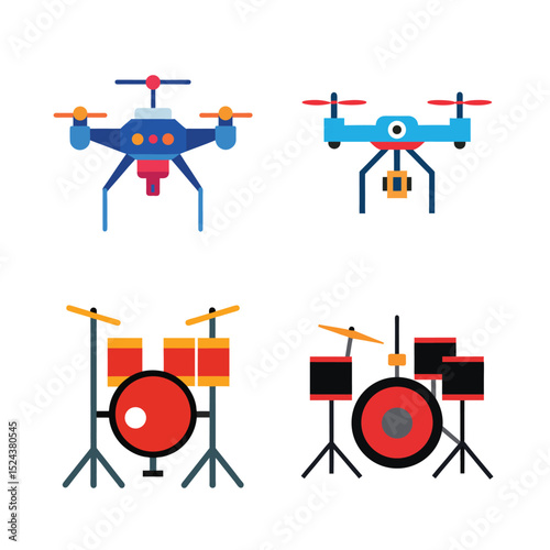 vector illustration of a set of musical instruments