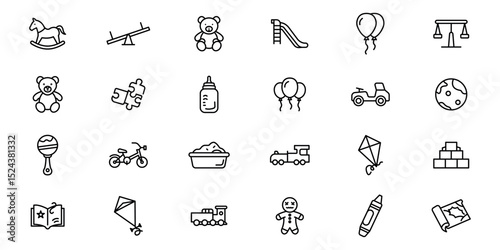 Childhood outline or line icon design bundle.
