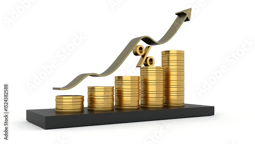 Financial growth coin stack with arrow chart
