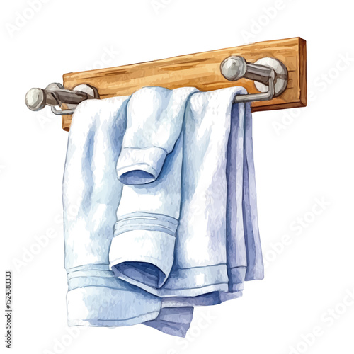 Towel Rack, watercolor drawing vector, high quality, isolated on a white background.